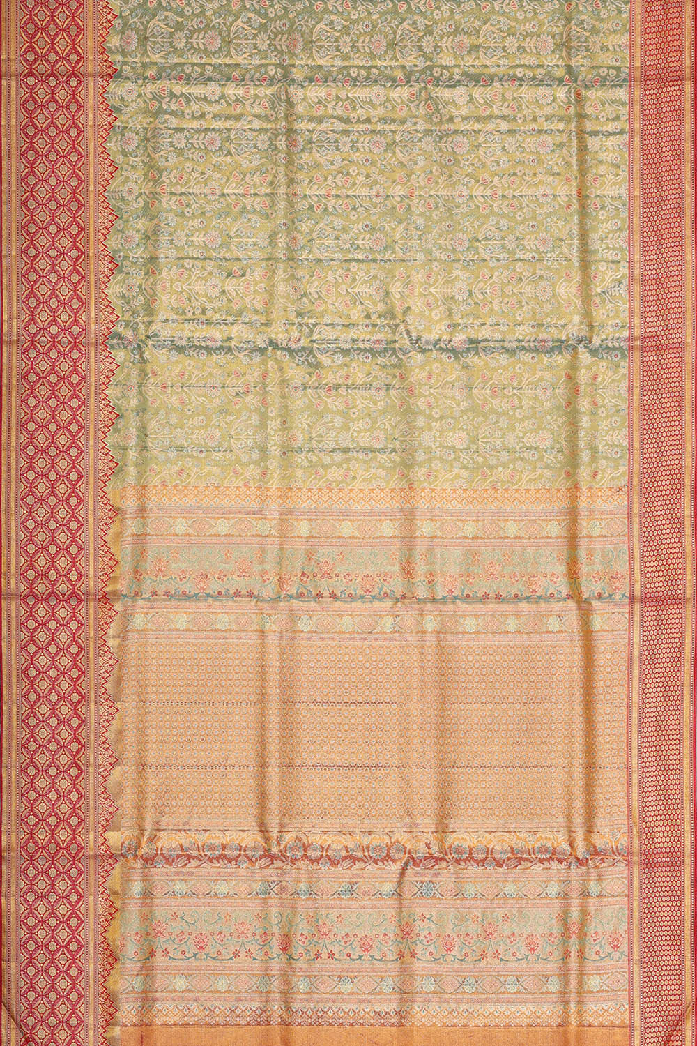 Image of Kanchipattu Golden Blue Tissue Brocade Saree